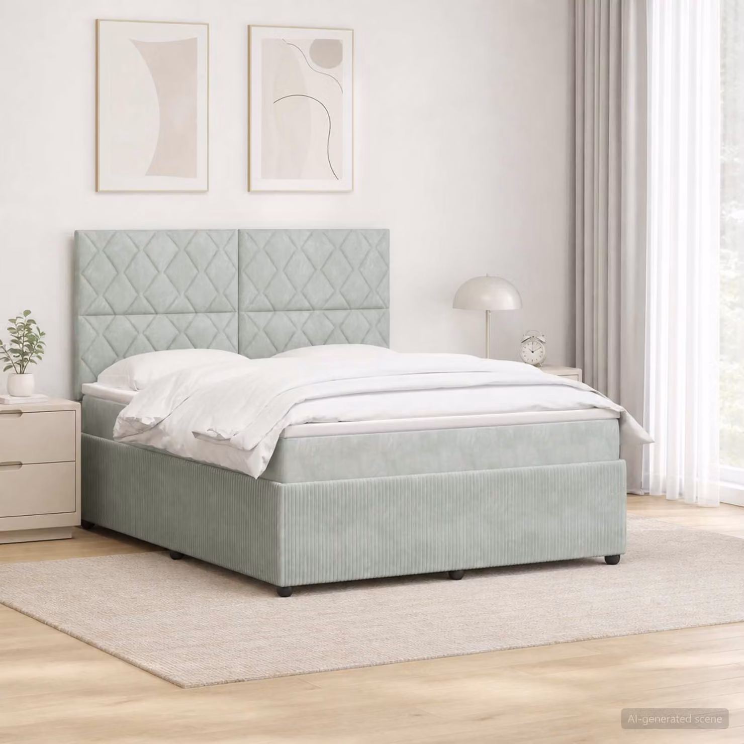 Letto Box Spring Hybrid vidaXL con Materasso a Molle Insacchettate e Illuminazione LED, Grigio e Bianco, 180 x 200 cm