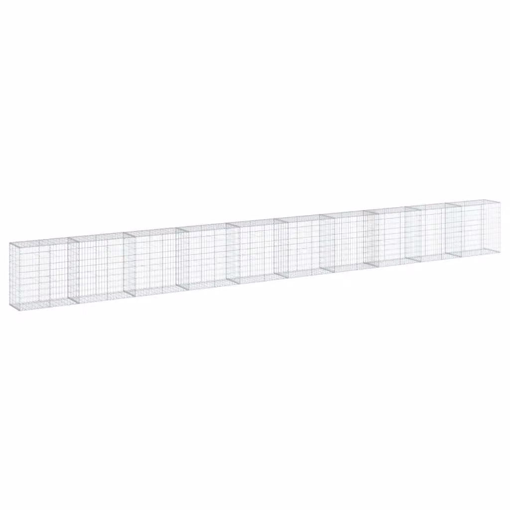 Cesto Gabbione con Copertura vidaXL in Ferro Zincato Argento L/P/H: 1000 x 50 x 100 cm – 2