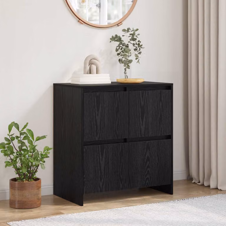 Credenza moderna vidaXL in legno ingegnerizzato MDF, colore nero, L: 70 cm, P: 41 cm, H: 75 cm