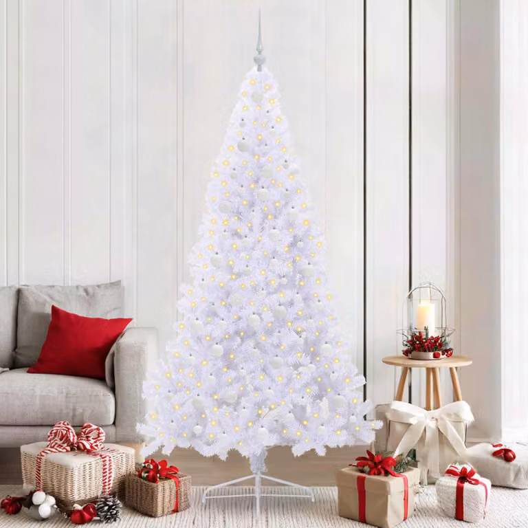 Maison Exclusive - Albero di Natale artificiale, bianco, 210 cm, in PVC e acciaio