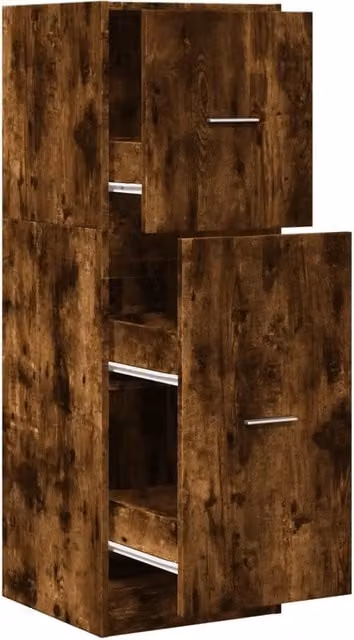 Mobiletto da farmacia multifunzionale HELLOSHOP26 con cassetti e ripiani in legno composito rovere, colore marrone, L/P/H: 40 x 41 x 118 cm – 1