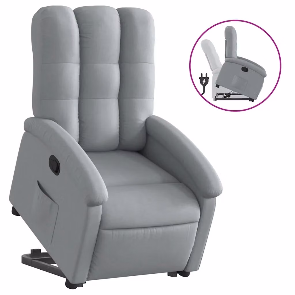 Poltrona Alzapersona Reclinabile vidaXL Grigio con Assistenza Elettrica e Braccioli – 2