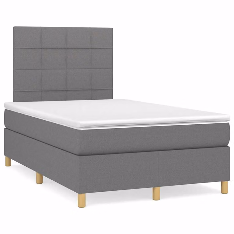 Letto con Materasso a Molle e Illuminazione LED vidaXL in Tessuto Grigio, L/P/H: 120 x 200 x 123 cm