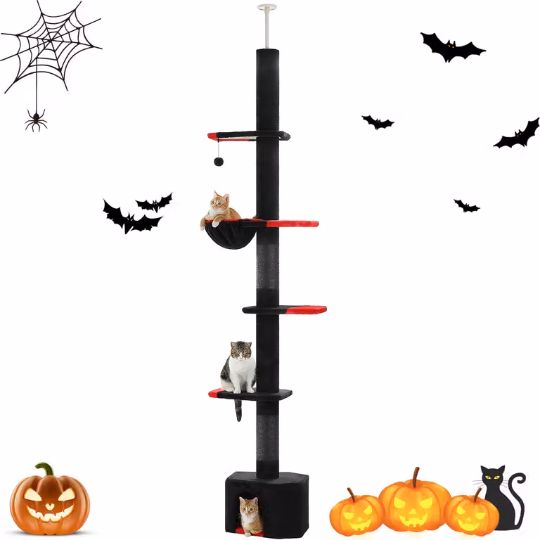 Albero per gatti, altezza regolabile, cinque livelli, AMT0187BK