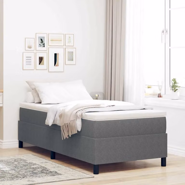 vidaXL Letto a molle in tessuto Grigio chiaro e bianco L 80 cm x P 200 cm