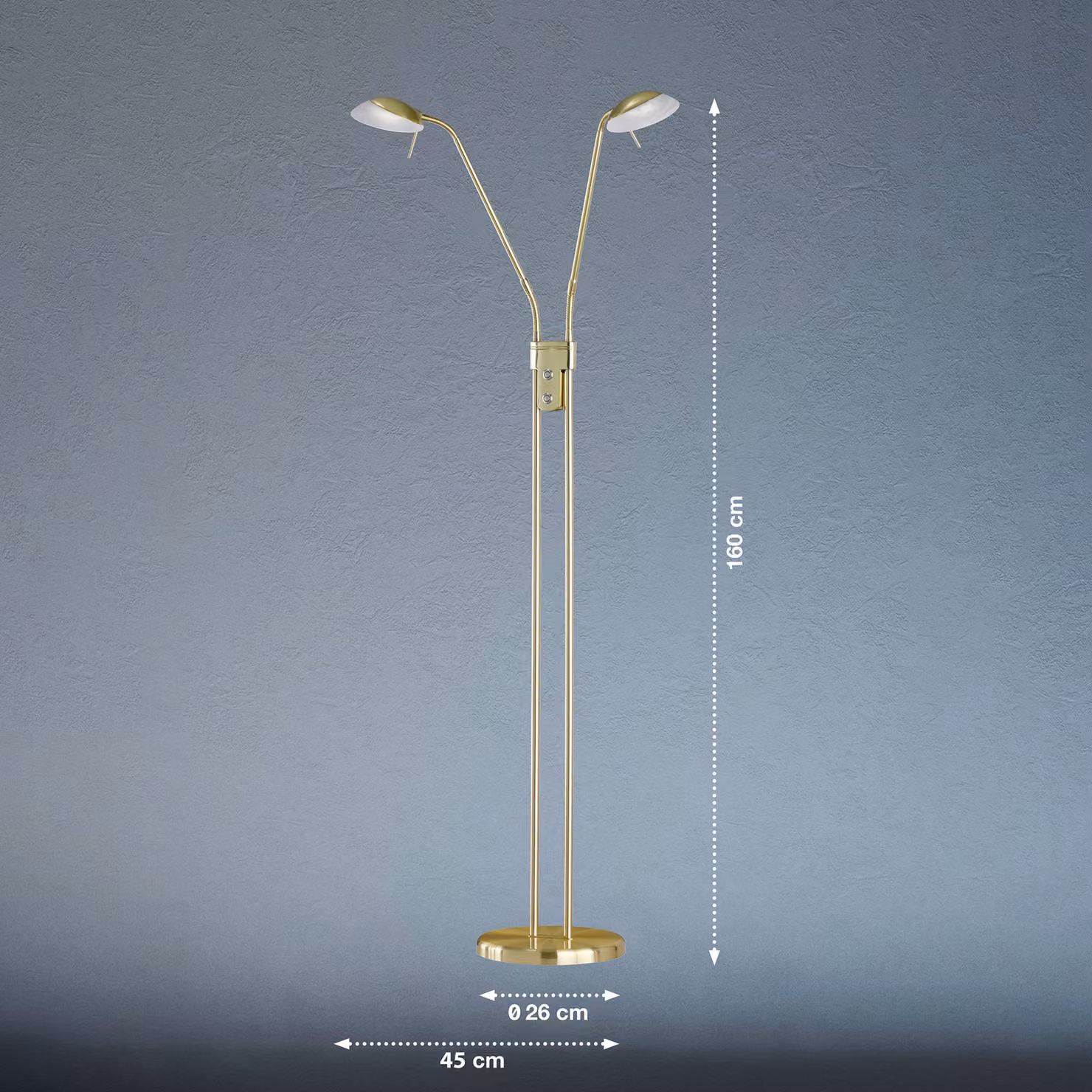 FISCHER & HONSEL Lampada da terra a LED Pool, dimmerabile, Ottone / Oro, Soggiorno / Sala da pranzo, Metallo, Moderno, Lampada LED da terra