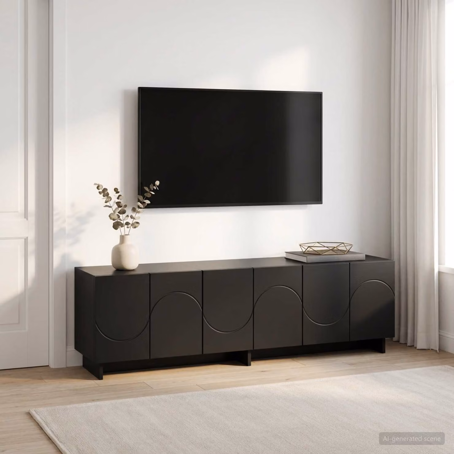 vidaXL Supporto TV Moderno Nero in Legno MDF L: 140 cm, P: 34.5 cm, H: 40 cm