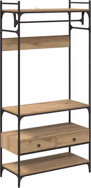 Armadio industriale con ampio spazio di archiviazione 89 x 39 x 184 cm in legno multistrato rovere artigianale 02_0052878