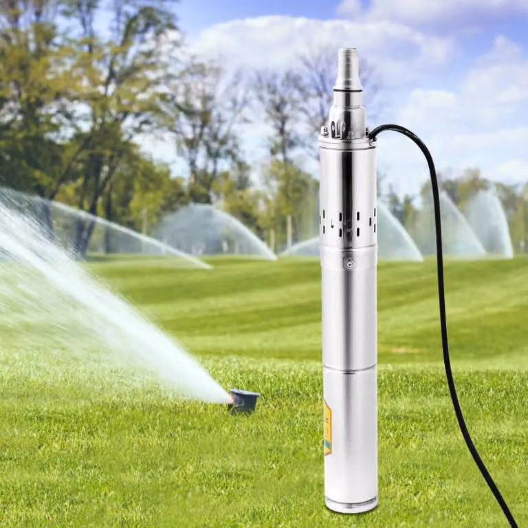 Pompa per pozzi profondi - Pompa sommergibile a 24V DC, 370W - Protezione contro il surriscaldamento - Costruzione robusta - Adatta per uso domestico e irrigazione