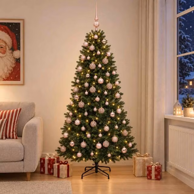 Albero di Natale Artificiale con Palline 180 cm 300 LED 3466696
