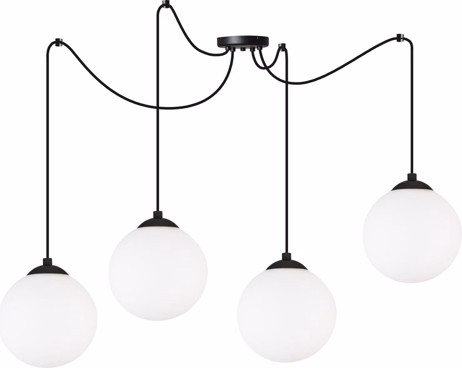 Lampada a sospensione a forma di ragno con sfere nere da 15 cm – Lampada a sospensione LED moderna dal design elegante