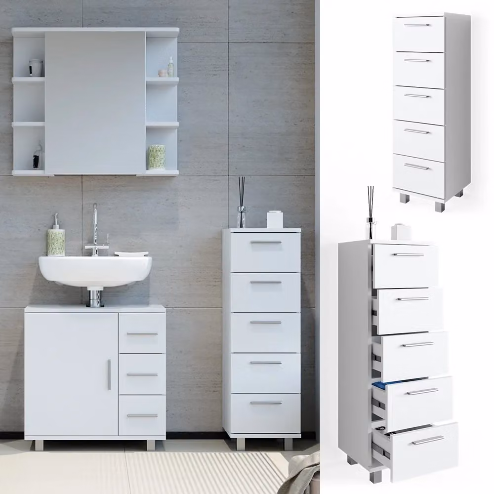 Cassettiera da bagno Ilias Vicco Bianco L: 30 cm, H: 95 cm – 2