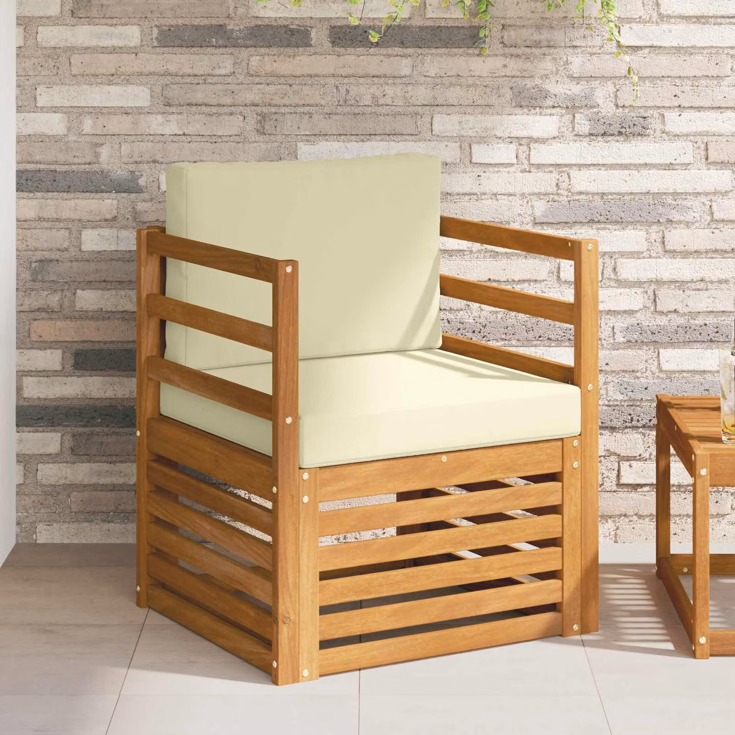 Set di divani da esterno vidaXL in legno di acacia massello e poliestere, stile moderno, colori bianco, marrone o beige