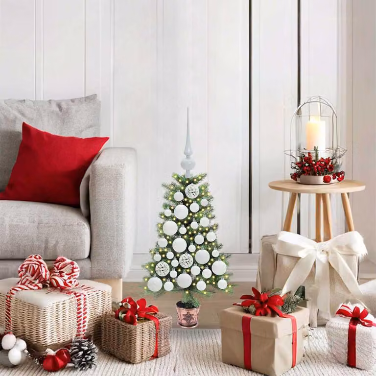 Maison Exclusive - Albero di Natale con 150 luci LED, base inclusa, colore verde, altezza 65 cm, materiale: polietilene