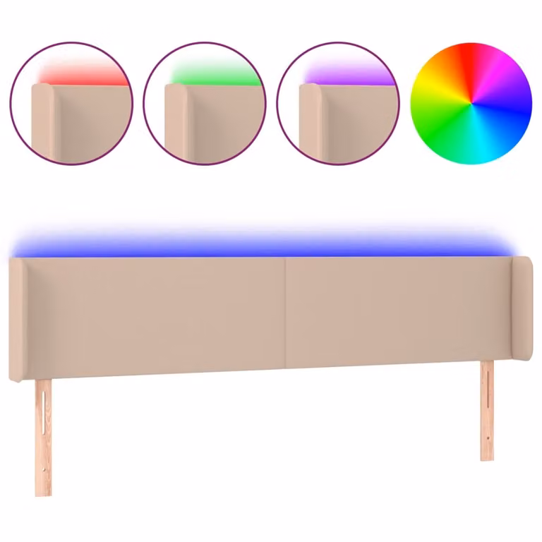 Testiera Cappuccino a LED 183x16x78/88 cm in Pelle finta