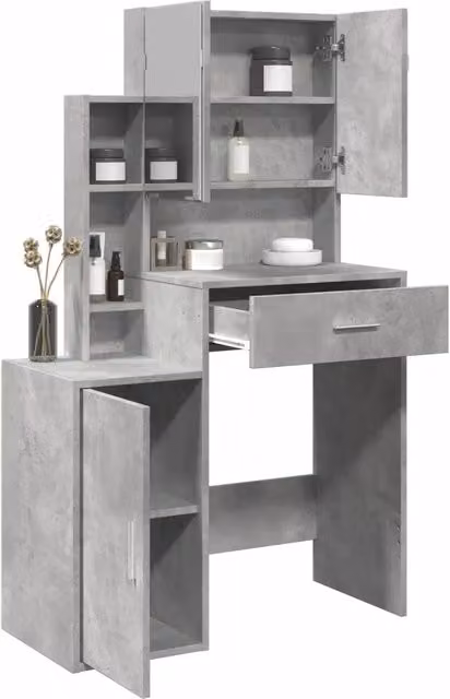 Toeletta con armadietto vidaXL in stile moderno colore grigio cemento L: 80 cm, P: 35 cm, H: 132 cm – 1
