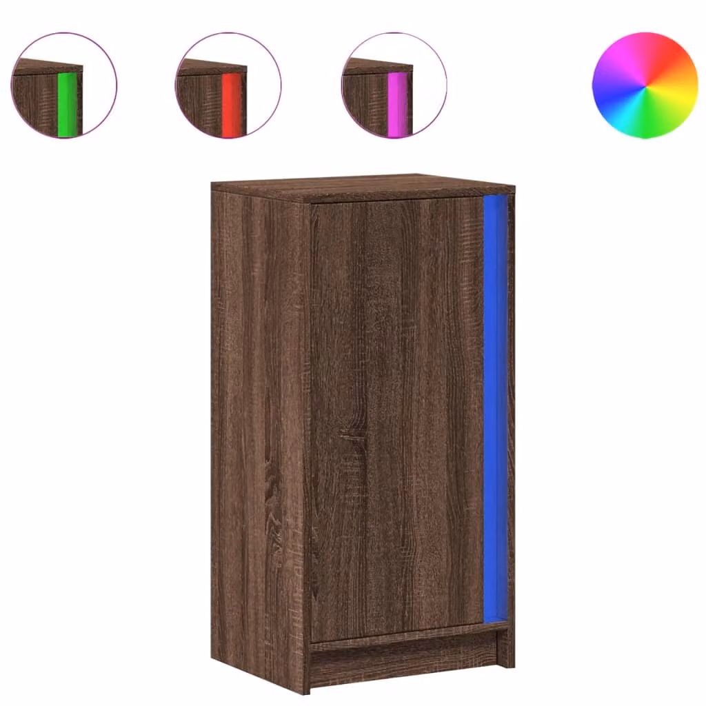 Credenza con LED Rovere Marrone 42,5x34x85 cm Legno Multistrato