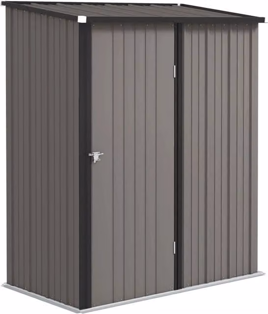 Casetta da Giardino in Acciaio Porta Attrezzi con Catenaccio, 161.5x94.5x196cm, Grigio Chiaro