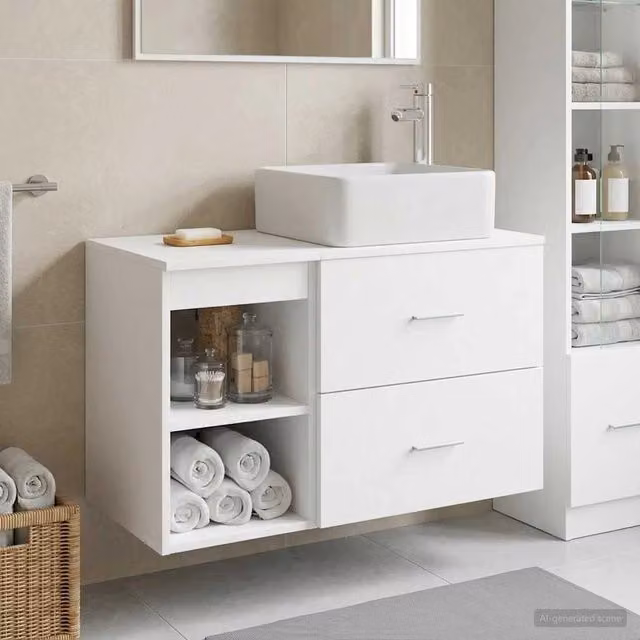 Set di mobili per il bagno 2 pz Bianco Legno ingegnerizzato 3403880