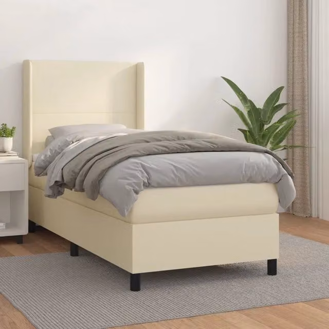 Giroletto a Molle con Materasso Crema 90x200 cm in Similpelle 3132359