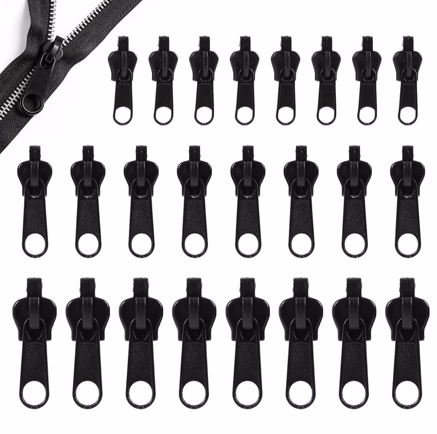Kit di riparazione per cerniere, confezione da 24 pezzi, colore nero, per valigie e abbigliamento