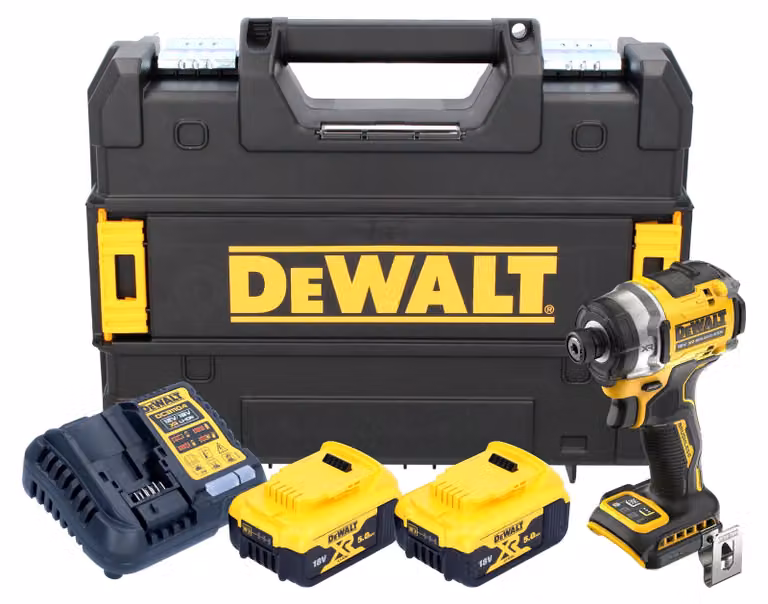 Avvitatore a impulsi a batteria DeWalt DCF 860 P2T 18 V 282 Nm 1/4" brushless + 2x batteria ricaricabile 5,0 Ah + caricabatterie + TSTAK