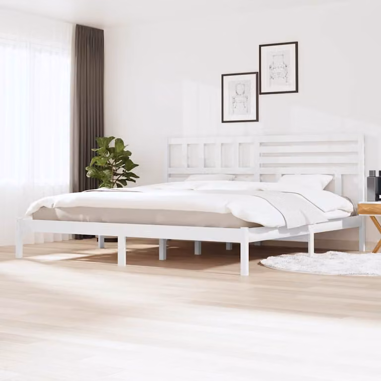 Giroletto vidaXL in legno massello di pino bianco con doghe fisse L/P: 200 x 200 cm