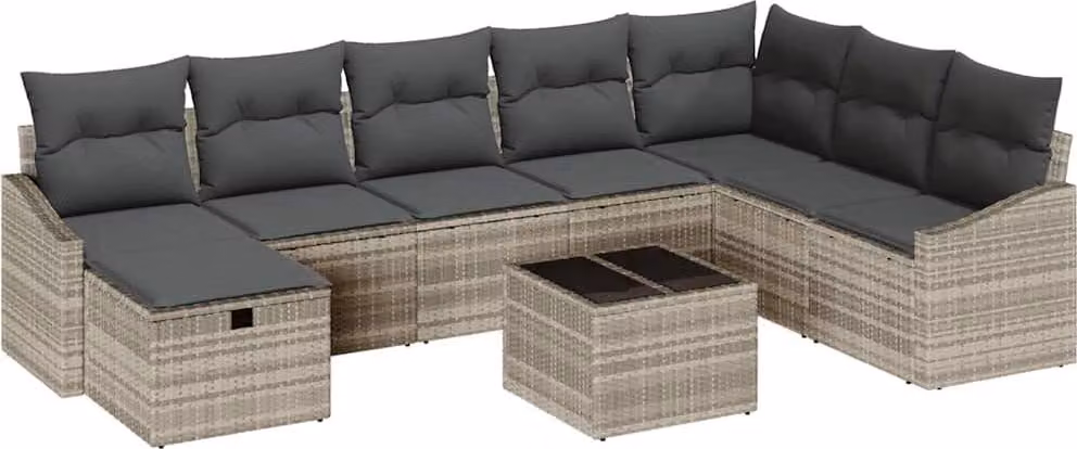 Set Divano da Giardino con cuscino 9 pcs polyrattan