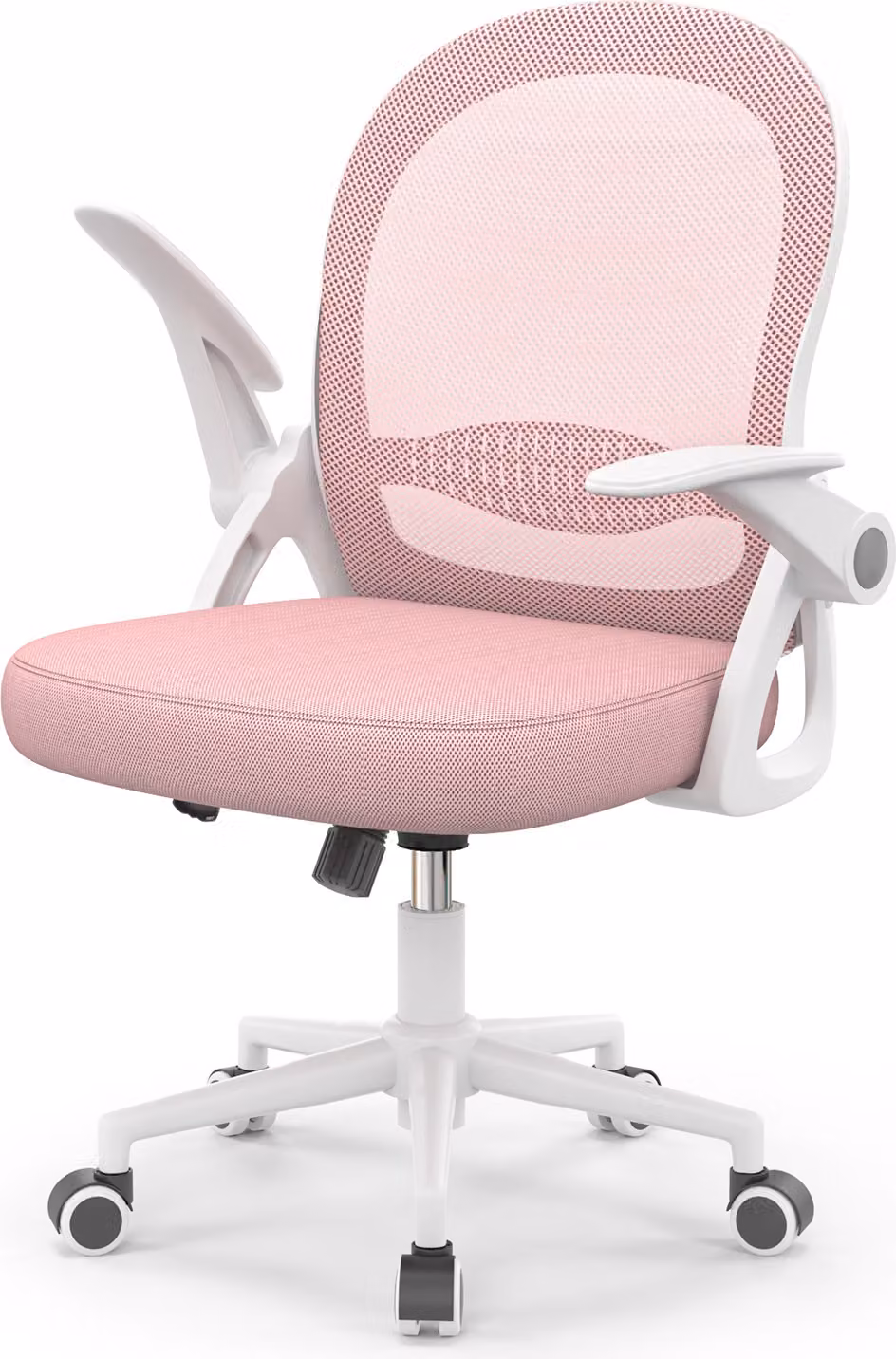Sedia da ufficio Ergonomica - Sedia da scrivania con rivestimento in rete traspirante - Braccioli ribaltabili - Regolabile in altezza - Sedia girevole a 360° - Rosa