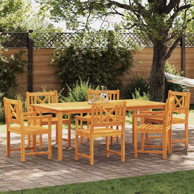 Maison Exclusive - Set da giardino per esterni, 7 pezzi, 6 posti, legno massello di acacia, colore marrone