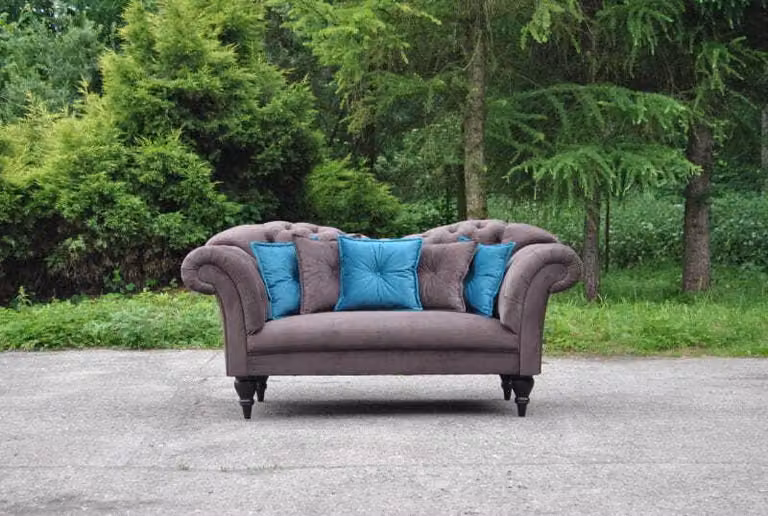 Dreisitzer Design Couch Polster Sitz Textil Sofa 2 Sitzer Chesterfield Grau