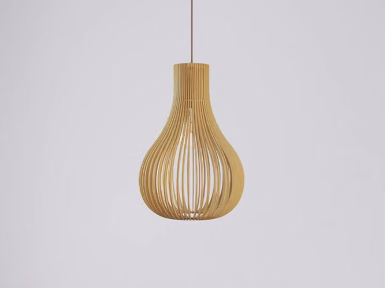 Lampadario a sospensione in legno massello, attacco E27, 310 Watt - Modello WRE081