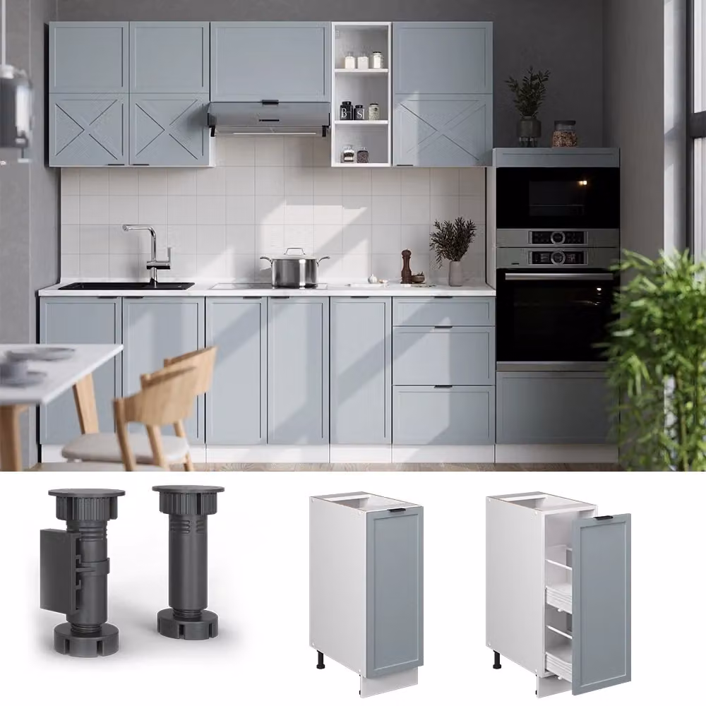 Armadio dispensa alto per cucina Fame-Line Vicco, Blu-grigio chiaro e Bianco, L: 30 cm, H: 82 cm, P: 51,6 cm – 2