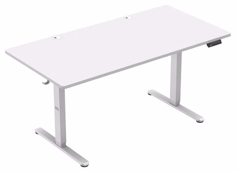 Scrivania regolabile elettricamente - Piano di lavoro 160 x 80 cm - Legno verniciato bianco - Struttura in acciaio rivestito