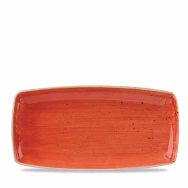 Piatto da portata oblungo rosso stone, cm 35x19, 12 pezzi