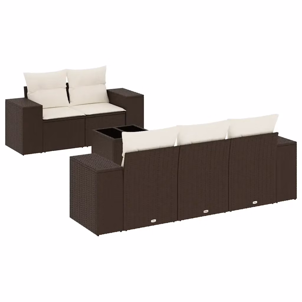 Set Divano da Giardino Moderno VIDAXL in Polyrattan Marrone con Cuscini a L 6 pz – 2