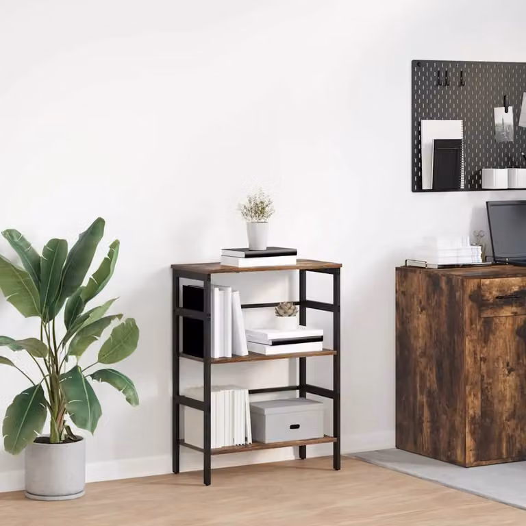 Libreria a 2 livelli vidaXL in stile industrial, colore marrone, L 60 x P 29,5 x H 81 cm