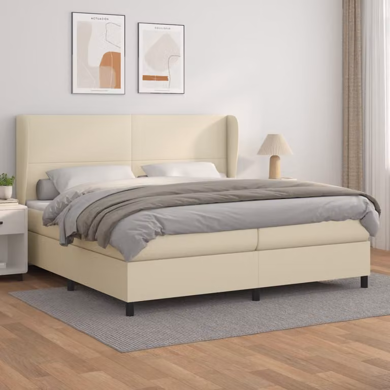 Maison Exclusive - Letto boxspring con materasso Crema 200x200 cm Pelle finta