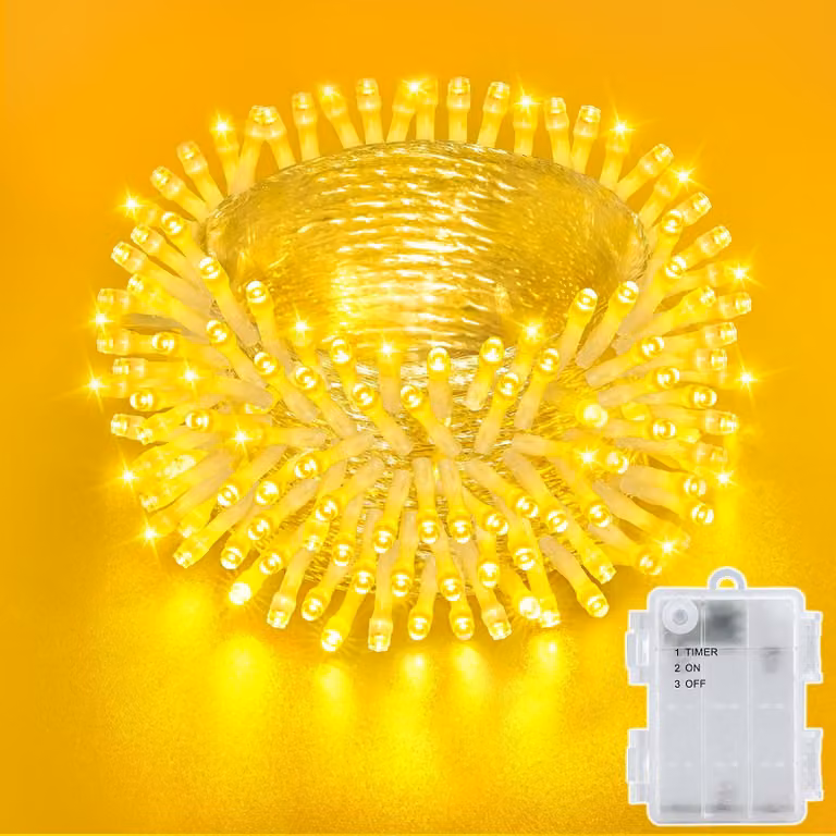 Catena luminosa a LED, 10 metri, 100 LED bianco caldo, grado di protezione IP65, con timer