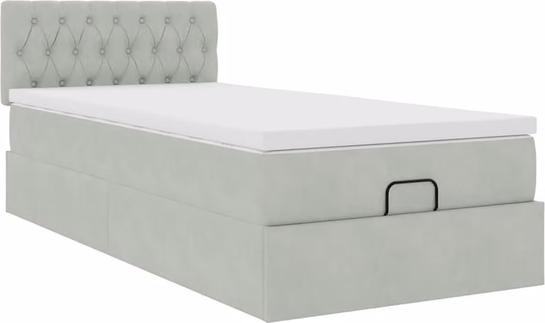 Struttura Letto Pouf con Materasso 80x200 cm in Velluto