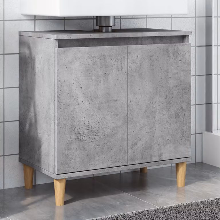 Mobile Lavabo vidaXL Grigio Cemento in Legno Multistrato L: 58 cm, P: 33 cm, H: 60 cm