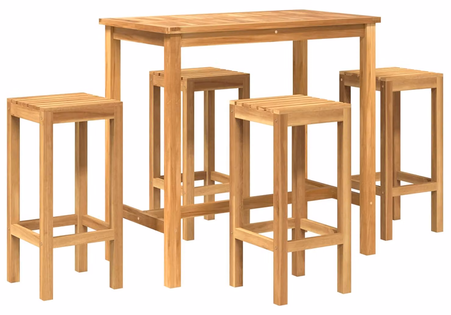 Set da esterno per bar, 5 pezzi, finitura naturale
