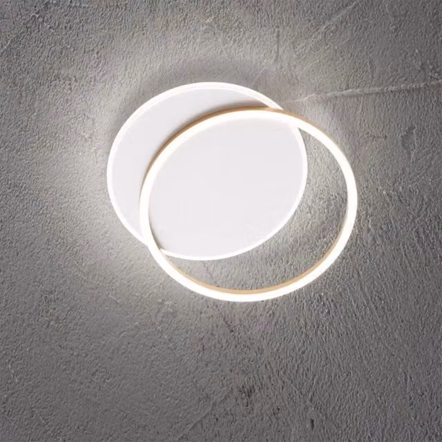 Plafoniera Moderna Orbita Metallo Bianco Oro Led 60W 3000K Dimmerabile Ip20