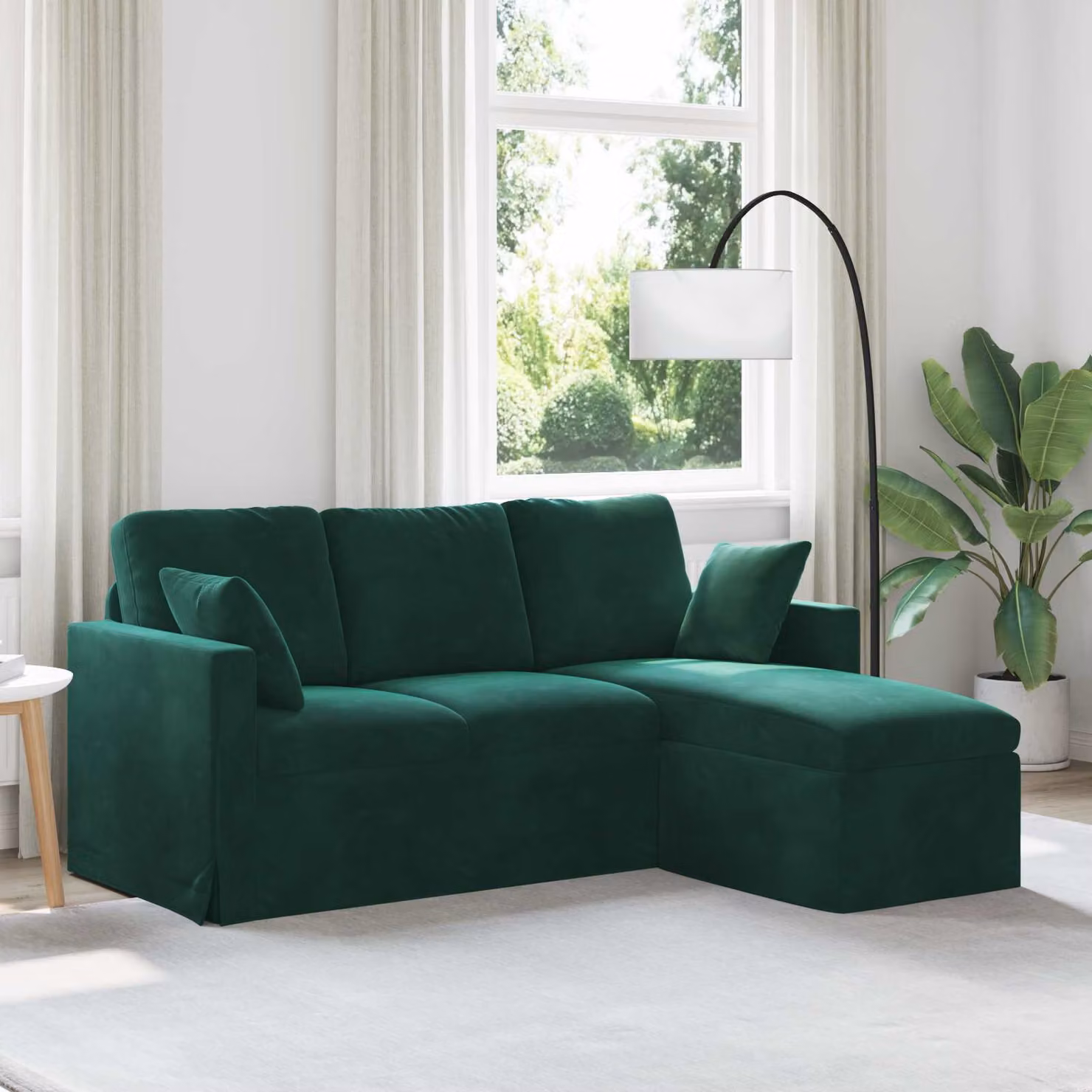 vidaXL Divano Moderno in Velluto Verde con Cuscini e Rivestimenti Rimovibili L: 178 cm, P: 134 cm, H: 80 cm – 1