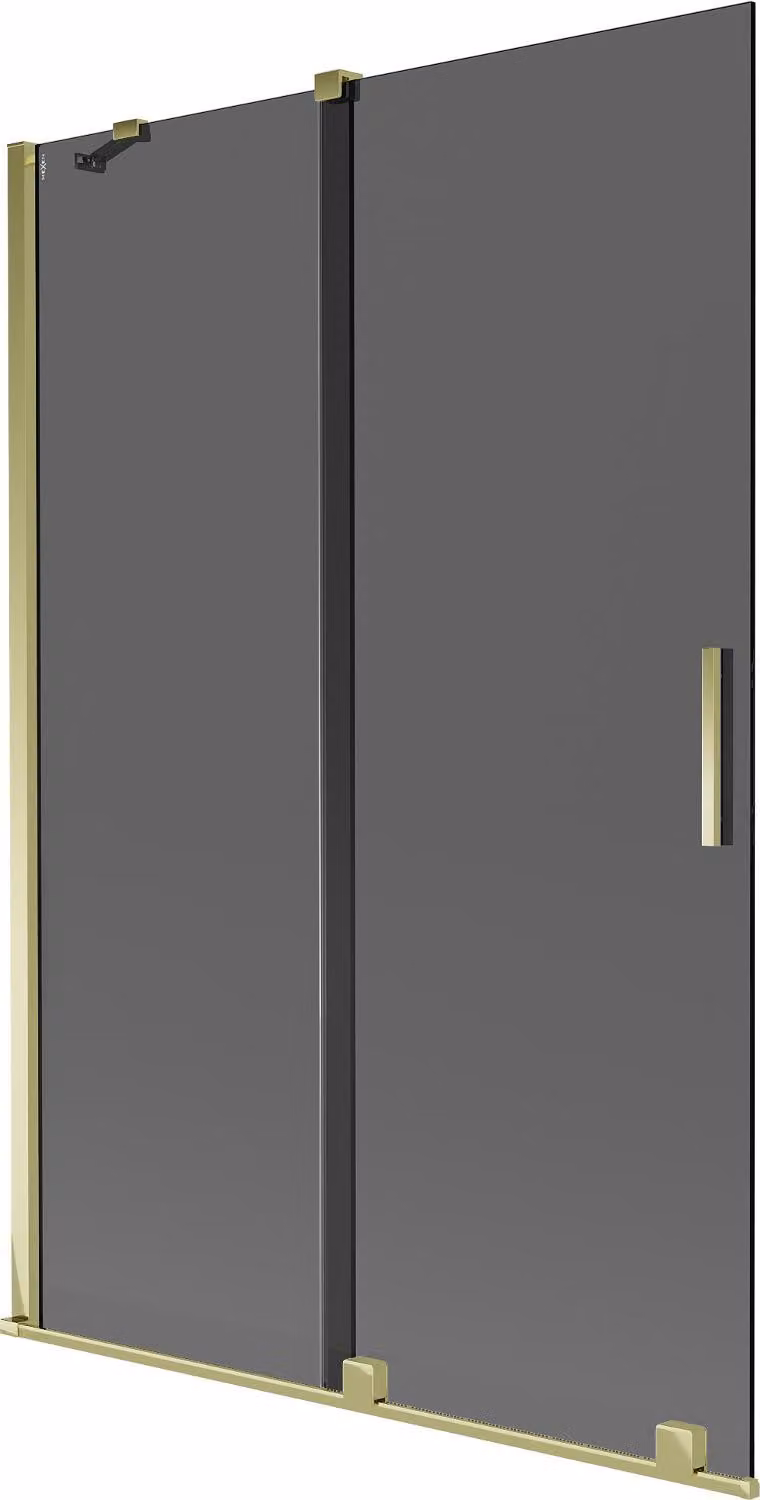 Mexen Velar paravento per vasca da bagno a 2 ante scorrevoli 120 x 150 cm, grafite, oro - 896-120-000-41-50