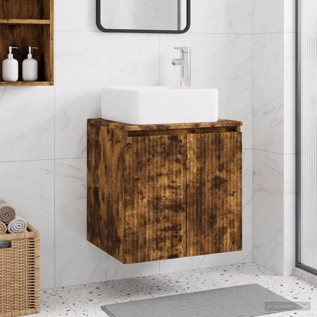 Mobile Lavabo da Parete vidaXL in Rovere Fumo Moderno L: 49,5 cm, P: 41 cm, H: 63 cm