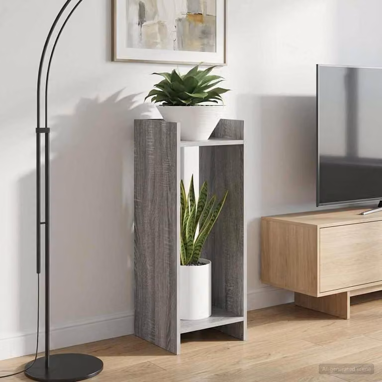 vidaXL Supporto per piante Sonoma grigio in legno MDF L/P/H: 30 x 30 x 80 cm
