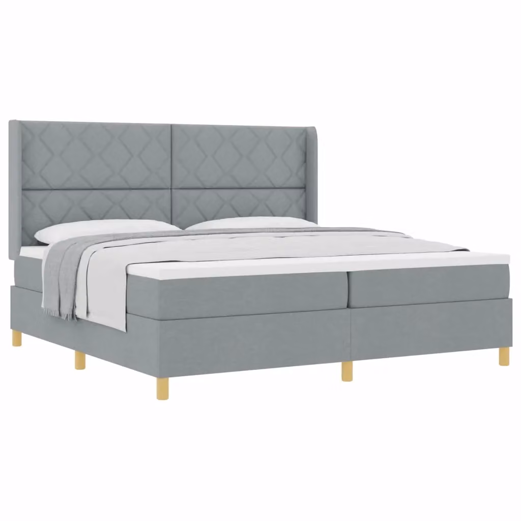 Letto a molle con testiera vidaXL in tessuto grigio con dettagli oro L 200 x P 200 x H 280 cm – 2