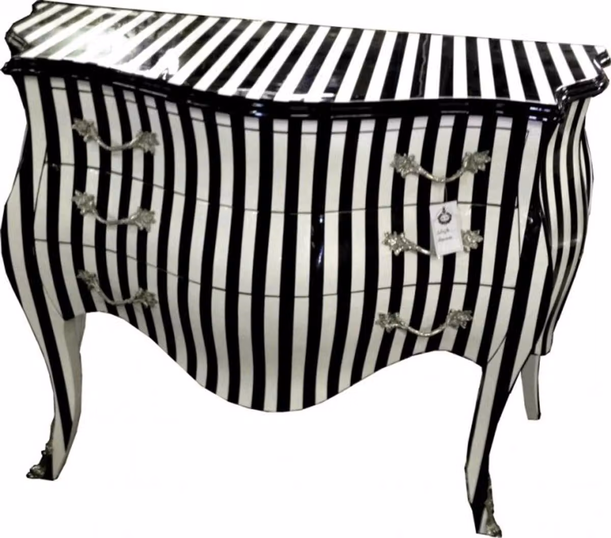 Casa Padrino Cassettone barocco a righe bianco/nero 120cm Mod - Mobili in stile antico