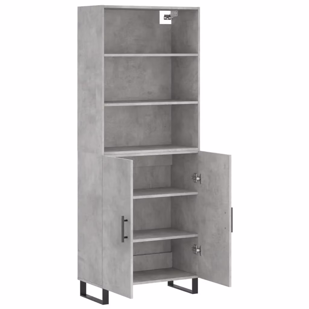 Mobile contenitore buffet con ante e ripiani interni in legno ingegnerizzato e metallo, grigio opaco, H: 180 cm, L: 69,5 cm, P: 34 cm – 2
